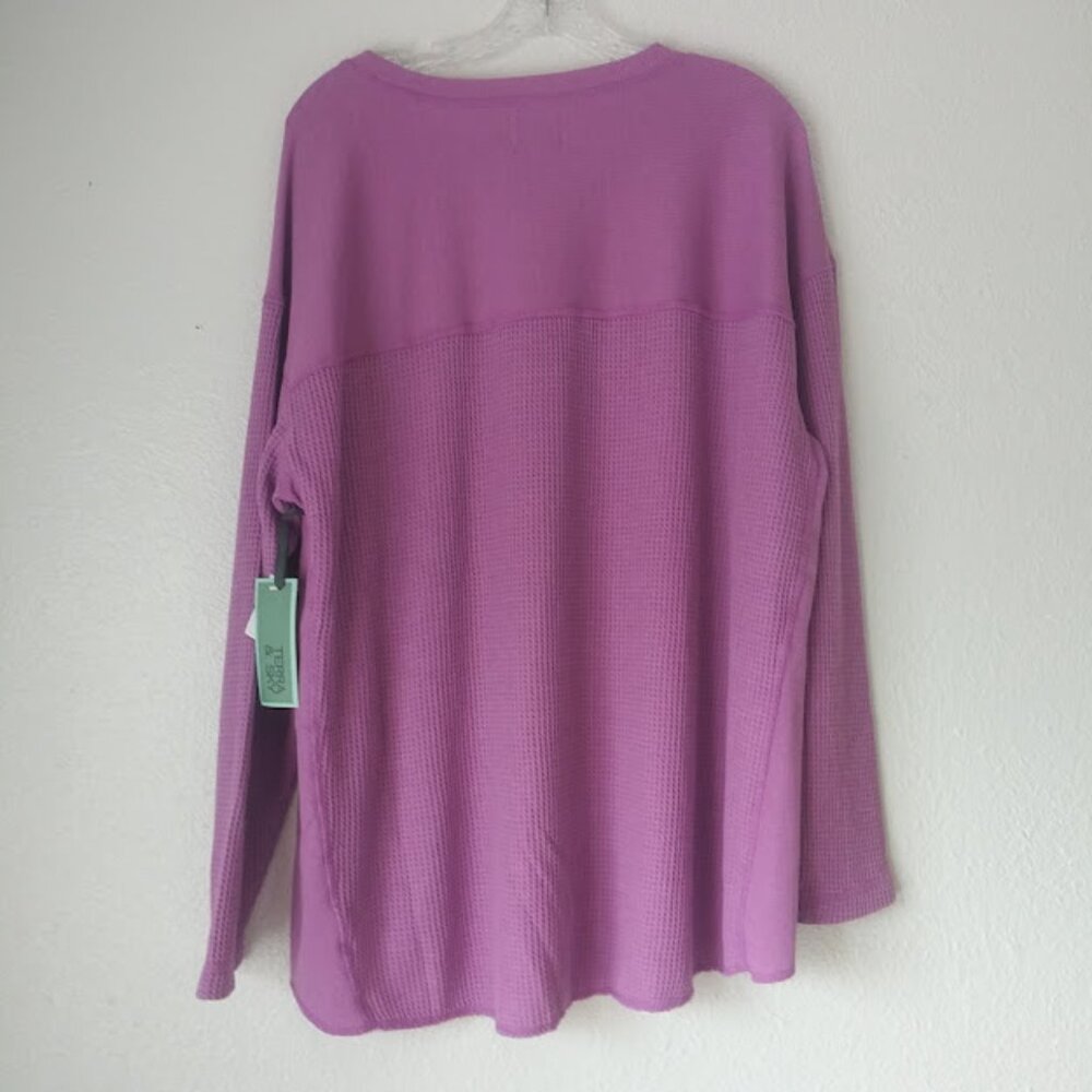 Terra & Sky women's size 1X violet waffle knit sweater - Picture 4 of 15